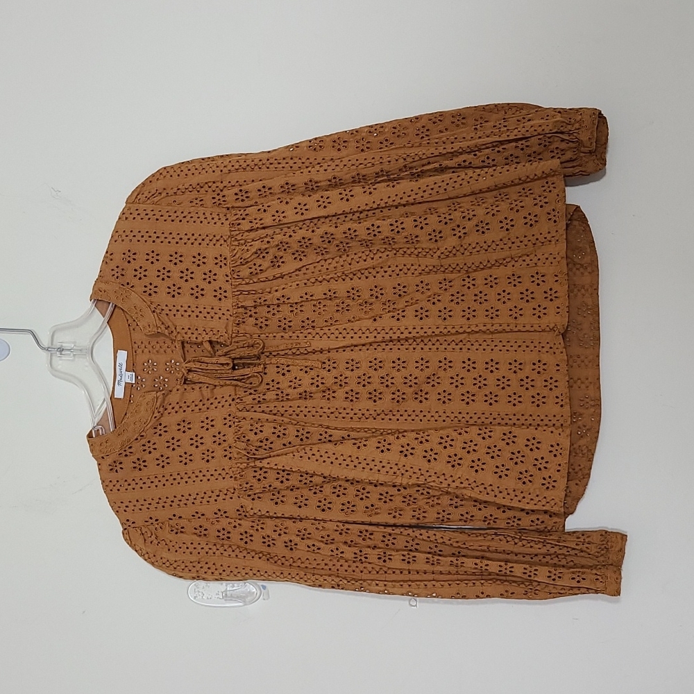 Madewell Eyelet Double Tie Peasant Top Size XS - Picture 1 of 9